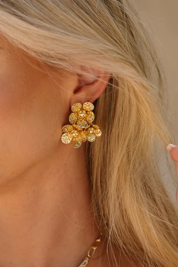 Jemma Gold Dipped Flower Stud Earrings - Image 3