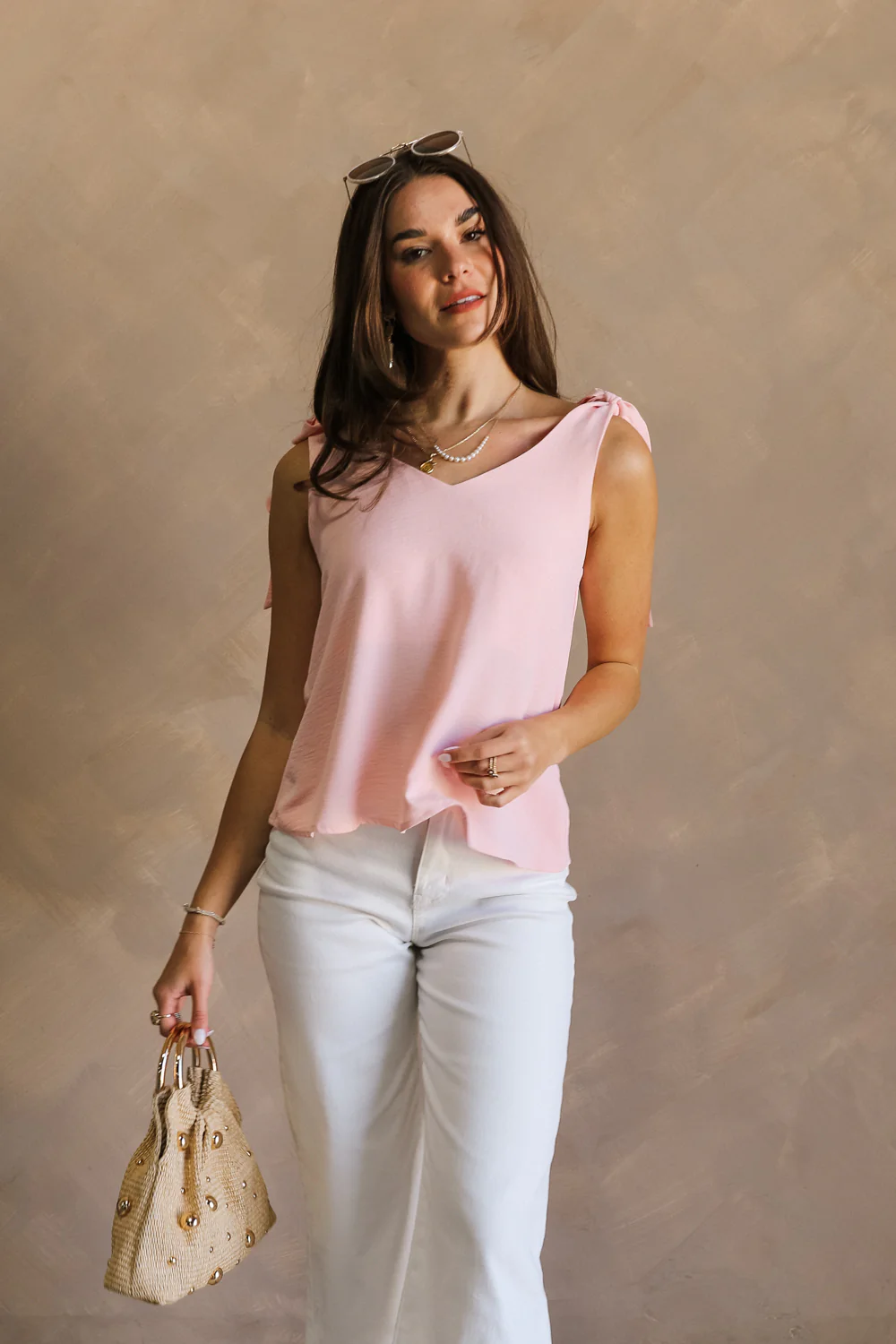 Jenna Blush Tie Strap Tank Top - Image 6