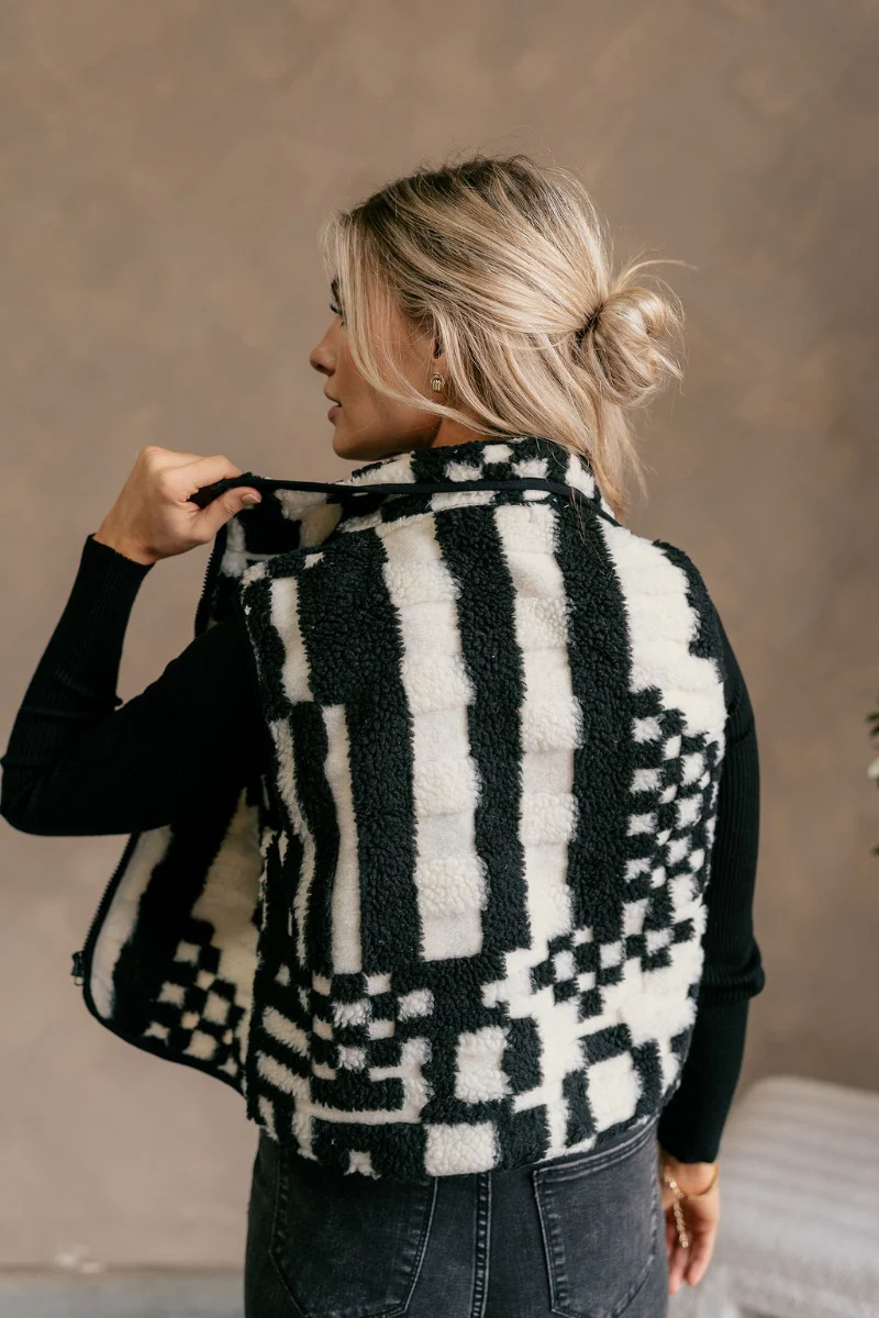Jessica Black and White Checkered Vest - Image 7