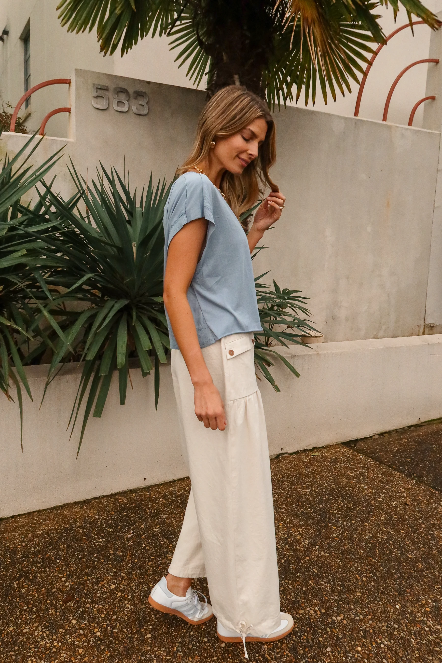 Jessie Ivory Wide Leg Drawstring Pants - Image 7