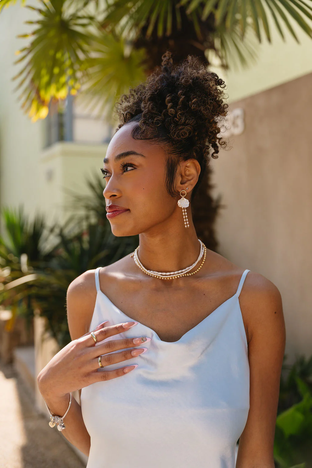 Jesslyn White Petal & Pearl Earrings - Image 3