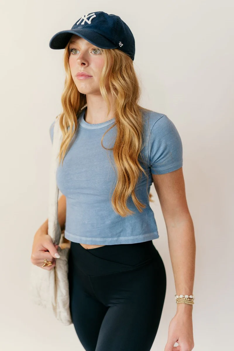 Jolie Blue Cropped Short Sleeve Top