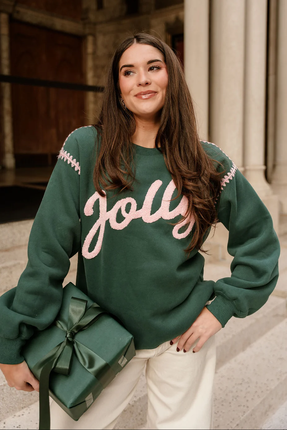 Jolly Green & Pink Pullover - Image 2