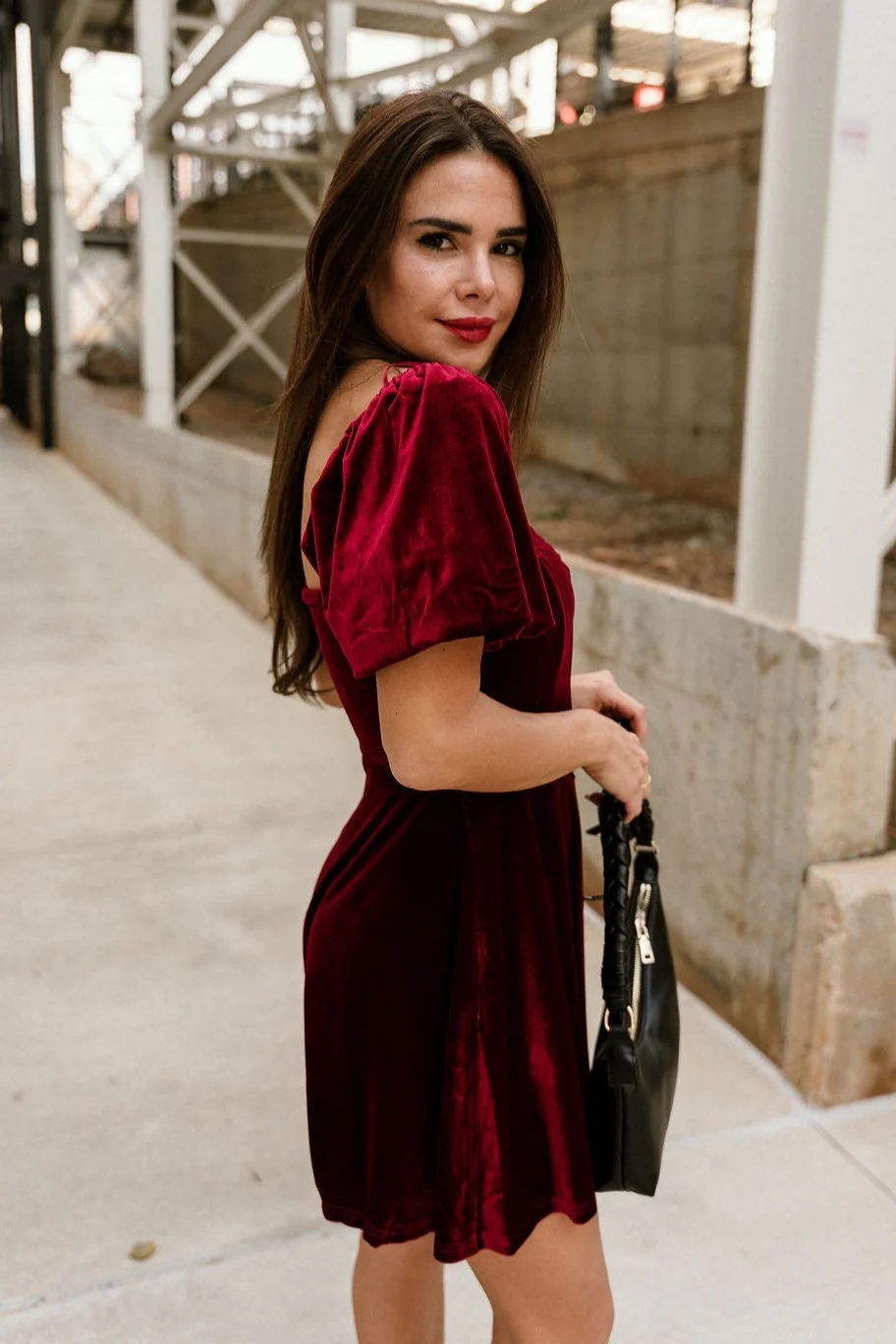Jordyn Burgundy Velvet MIni Dress - Image 7