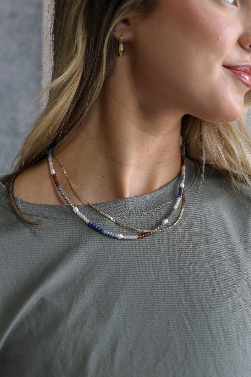 Josephine Beaded Gold Layered Necklace