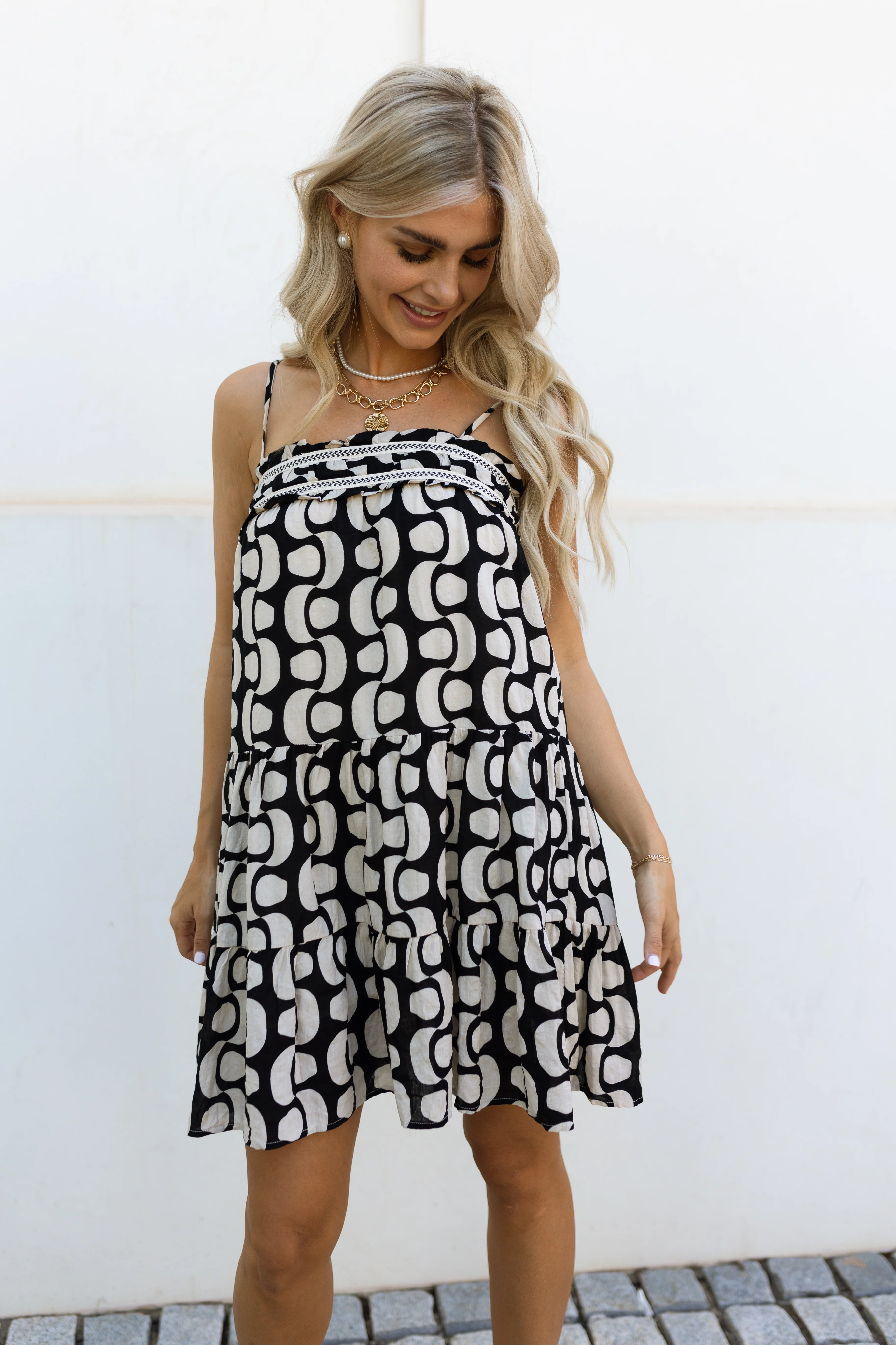Josie Black and White Patterned Mini Dress