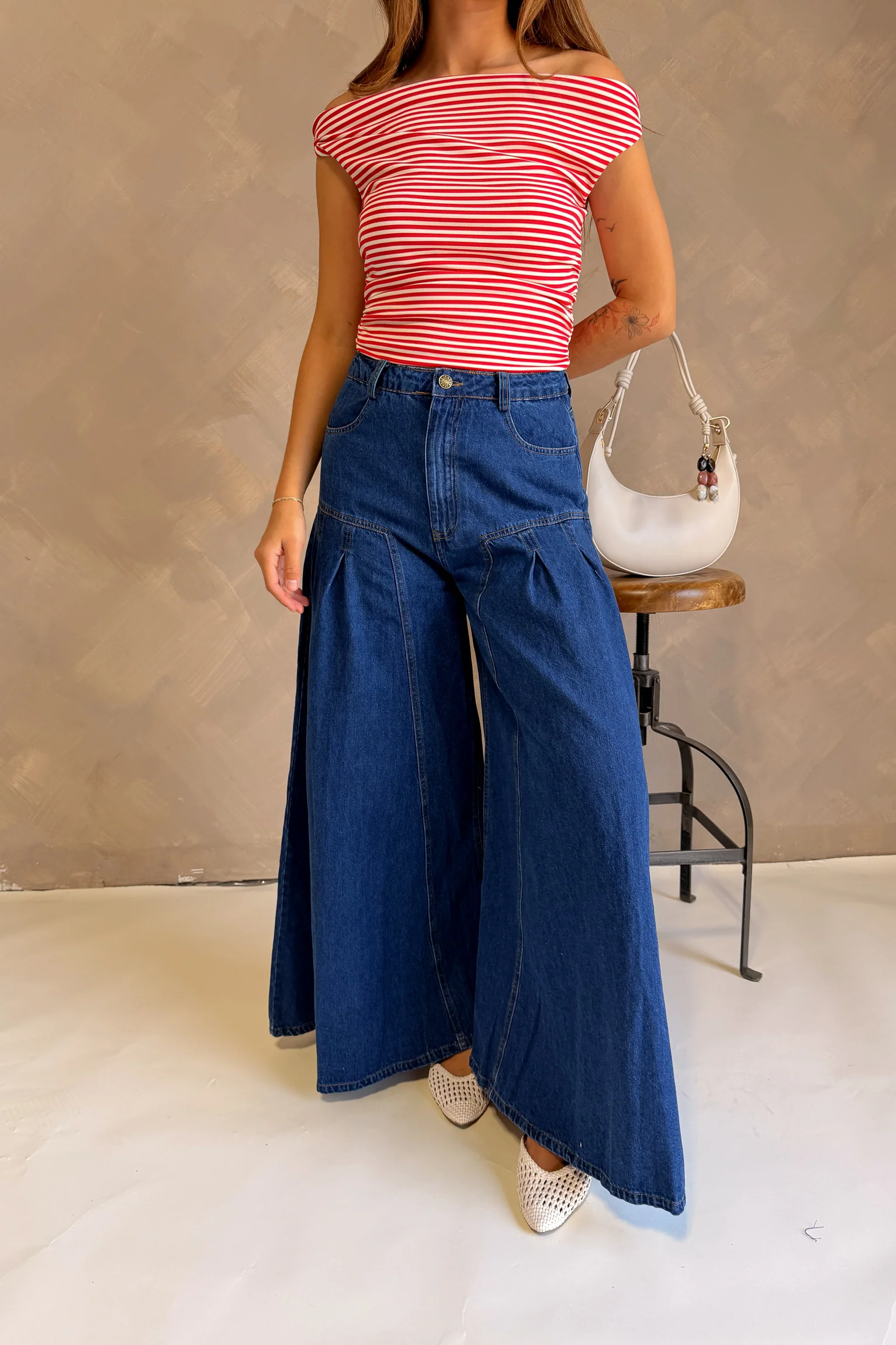 Josie Dark Denim Flare Leg Jeans - Image 2