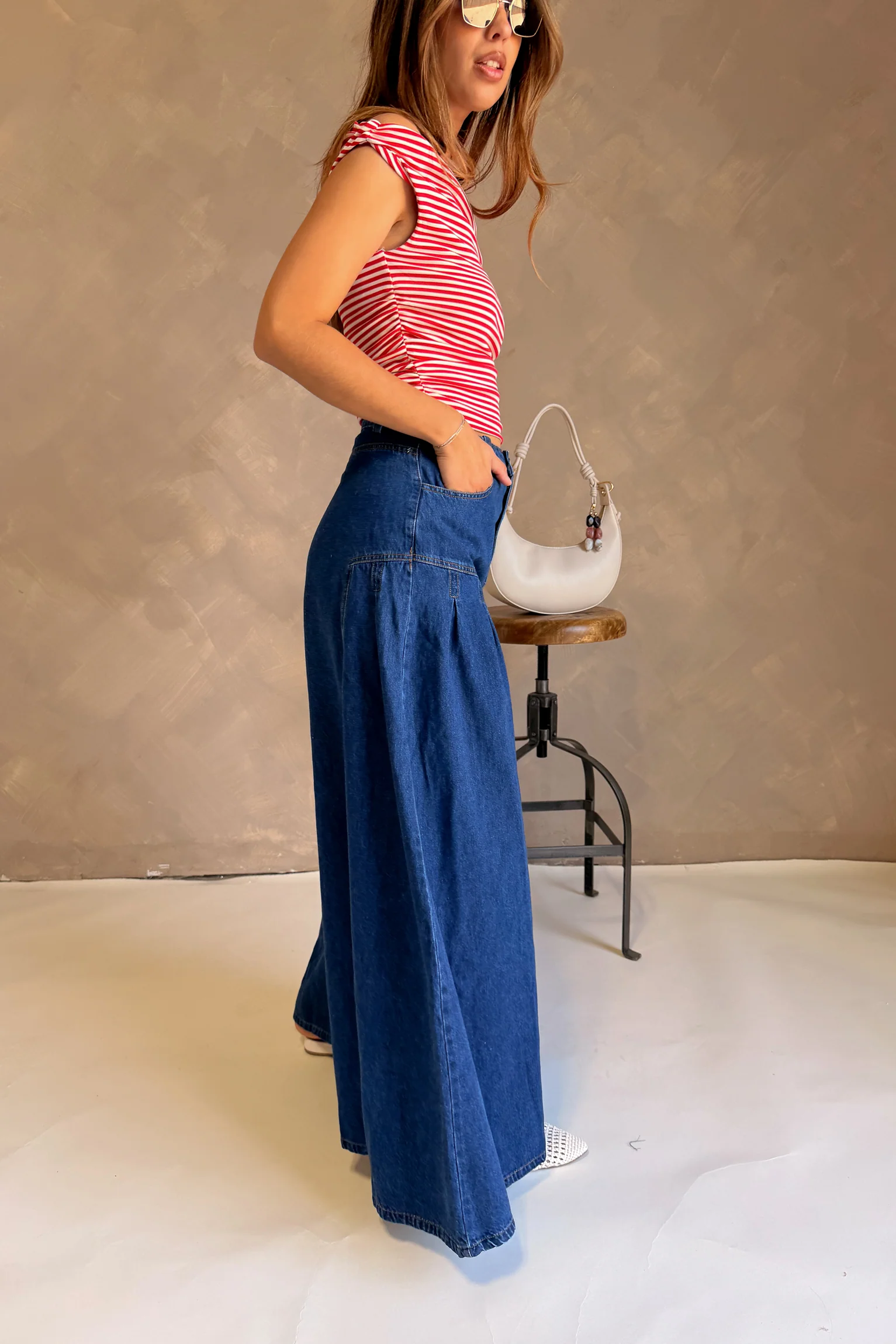 Josie Dark Denim Flare Leg Jeans - Image 6