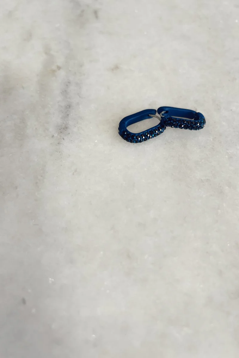 Josie Navy Embellished Hoop Earrings