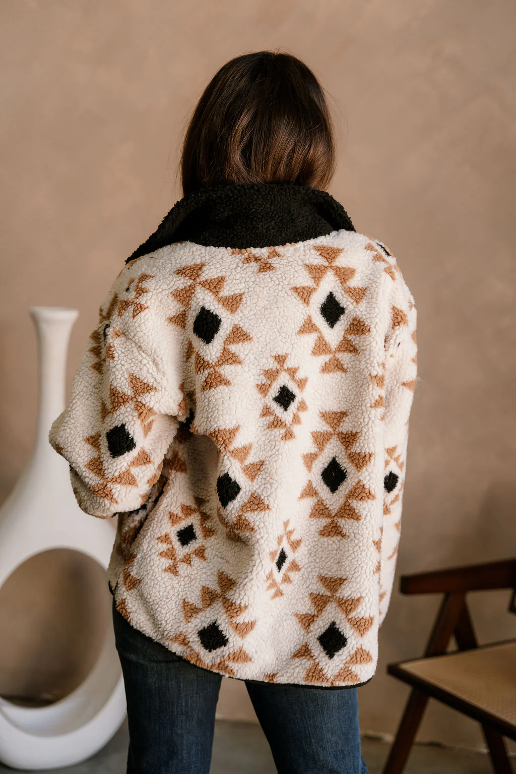 Journee Taupe Multi Sherpa Jacket - Image 3