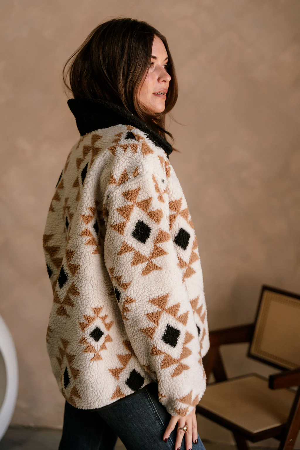 Journee Taupe Multi Sherpa Jacket - Image 4