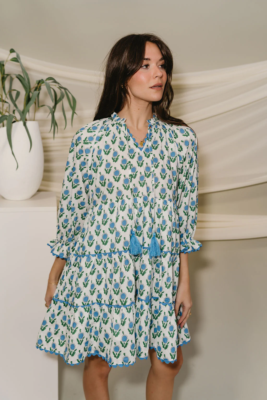Jovie White & Multi Floral Tiered Mini Dress - Image 2