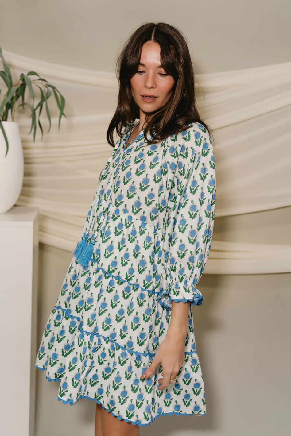 Jovie White & Multi Floral Tiered Mini Dress - Image 5