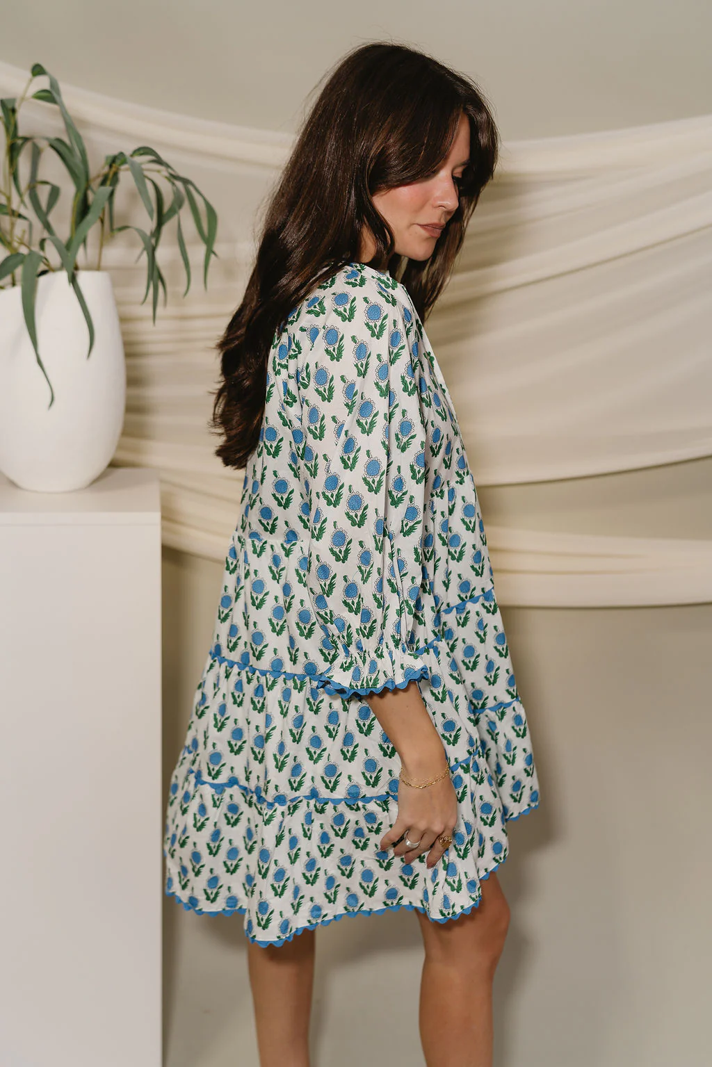 Jovie White & Multi Floral Tiered Mini Dress - Image 8