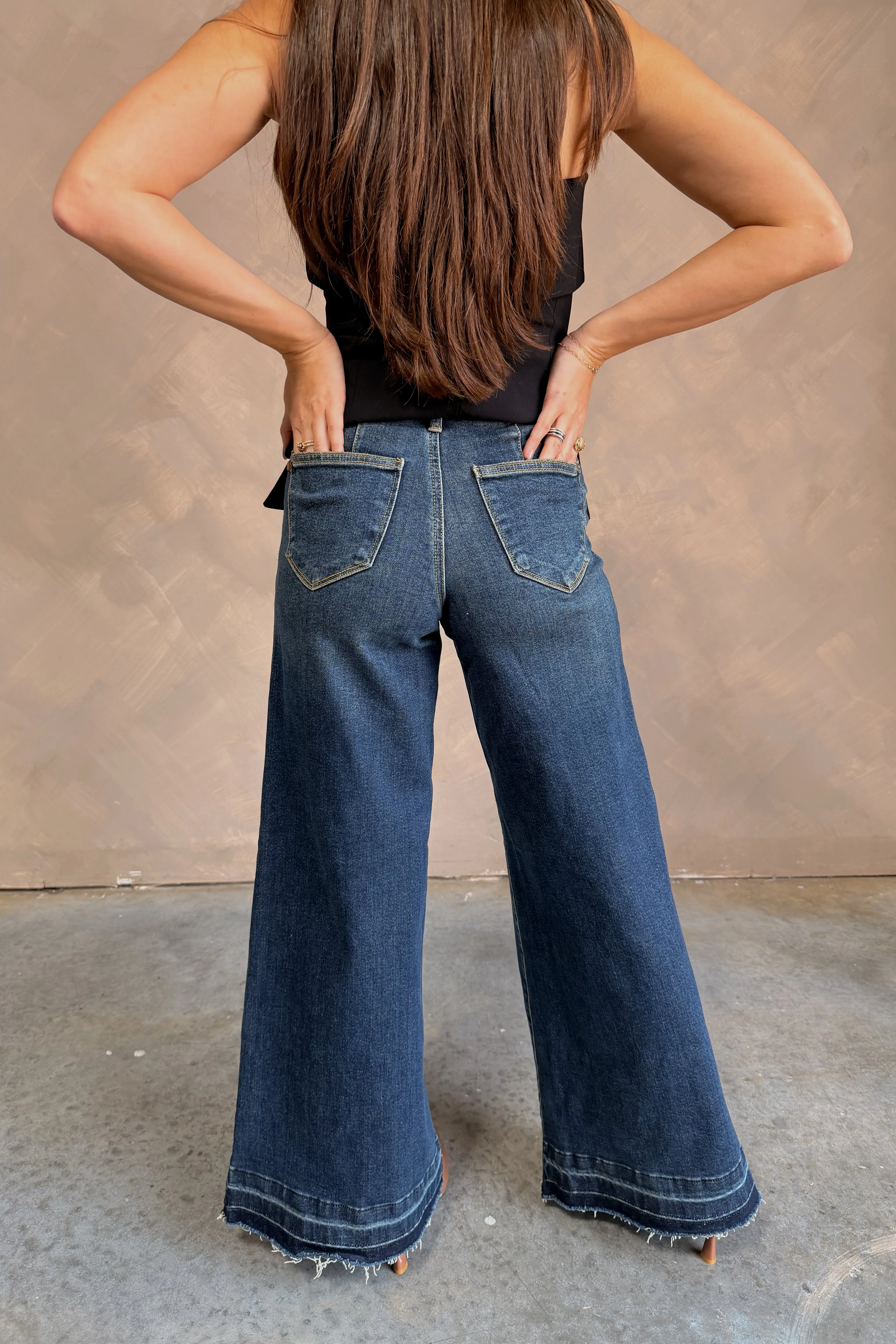 Judy Blue: Felicity Dark Wash Wide Leg Jeans - Image 4