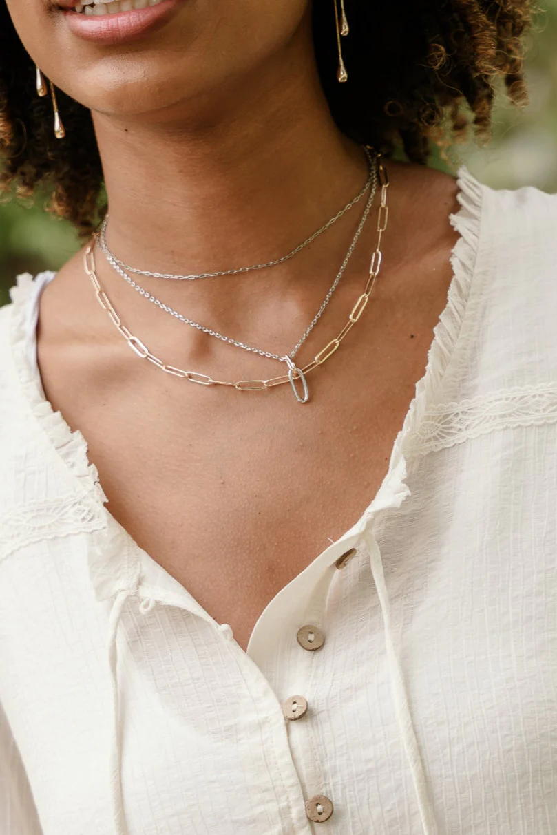 Julia Gold & Silver Chain Link Necklace - Image 3