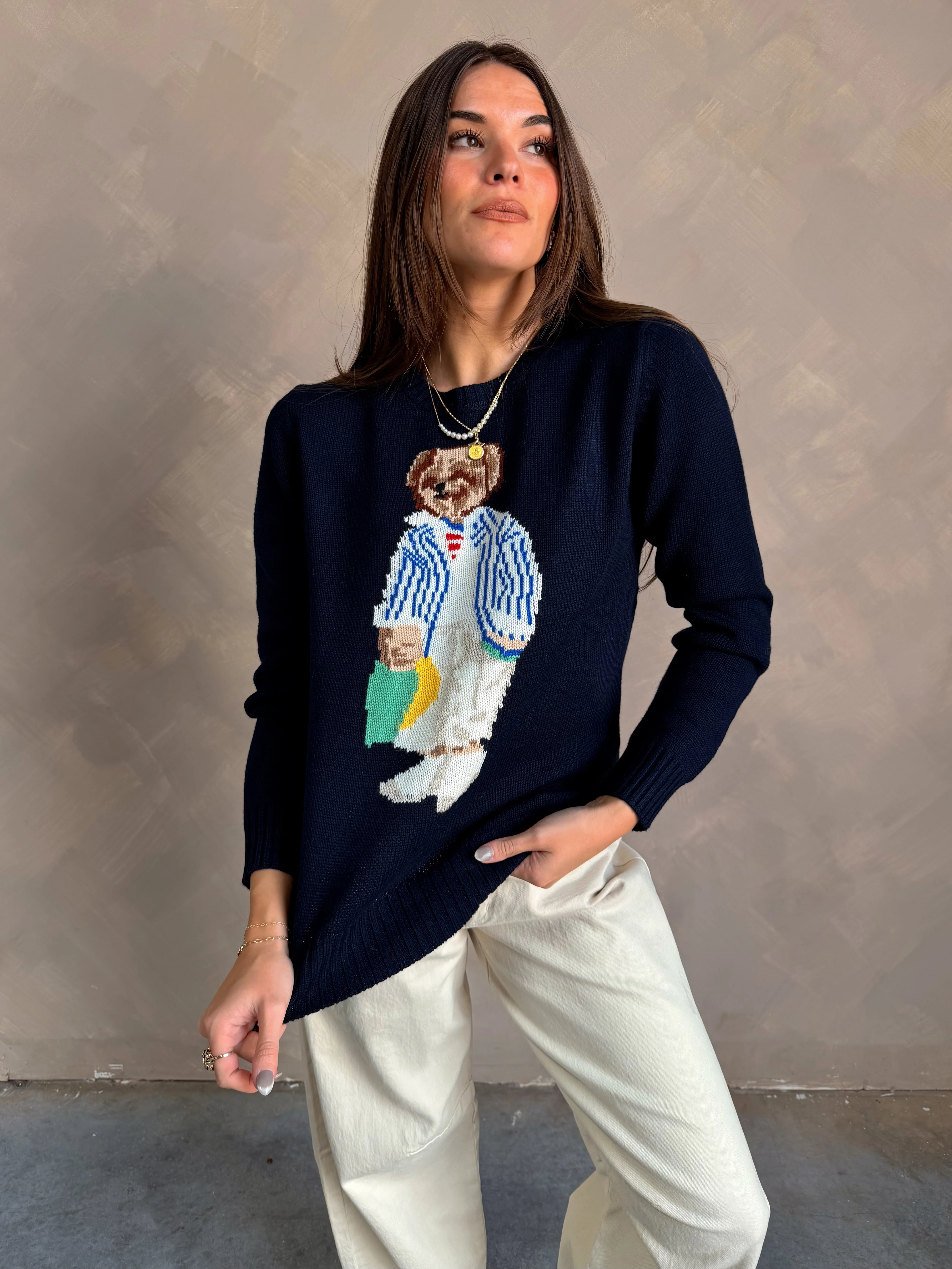 Julia Navy Teddy Bear Sweater - Image 7