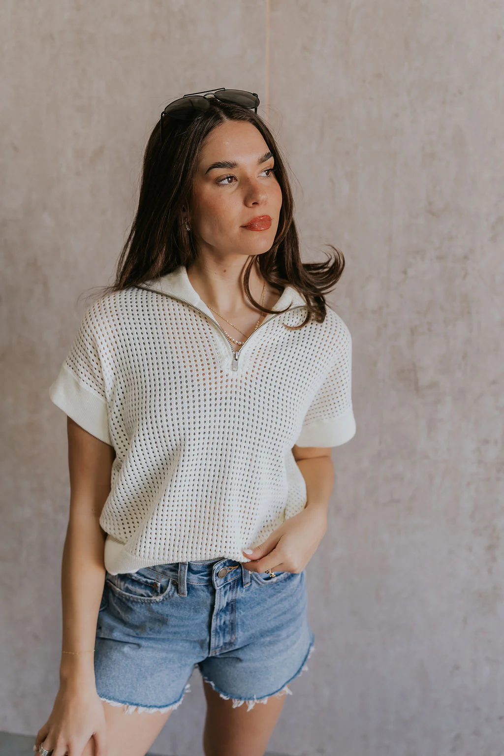 Julia White Knit Short Sleeve Top - Image 4