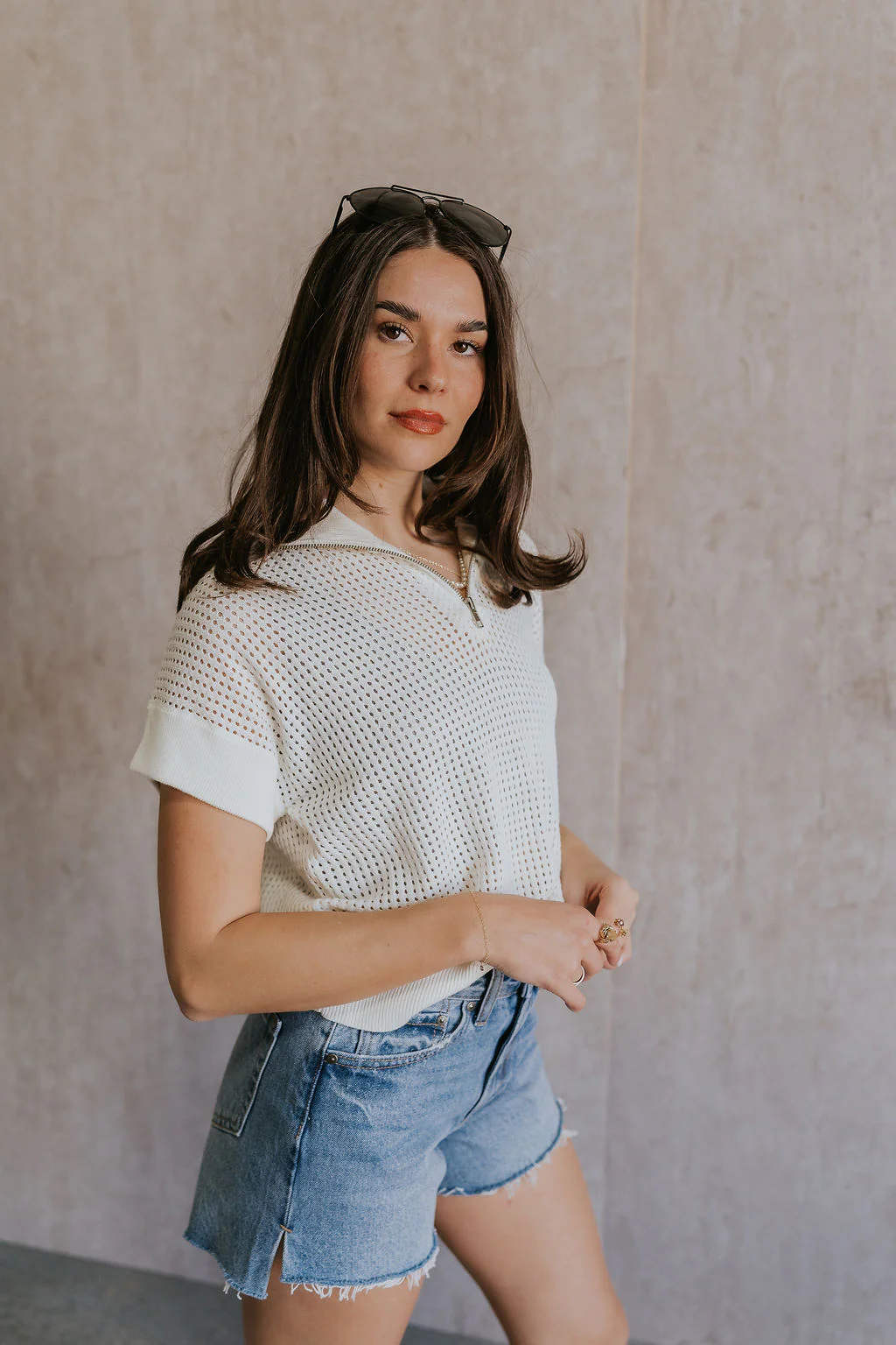 Julia White Knit Short Sleeve Top - Image 6