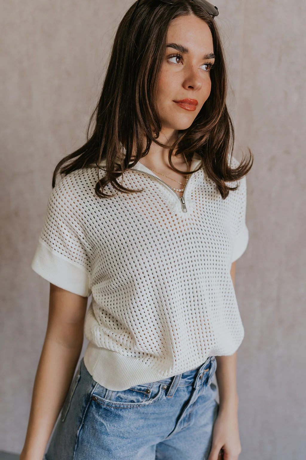 Julia White Knit Short Sleeve Top - Image 7