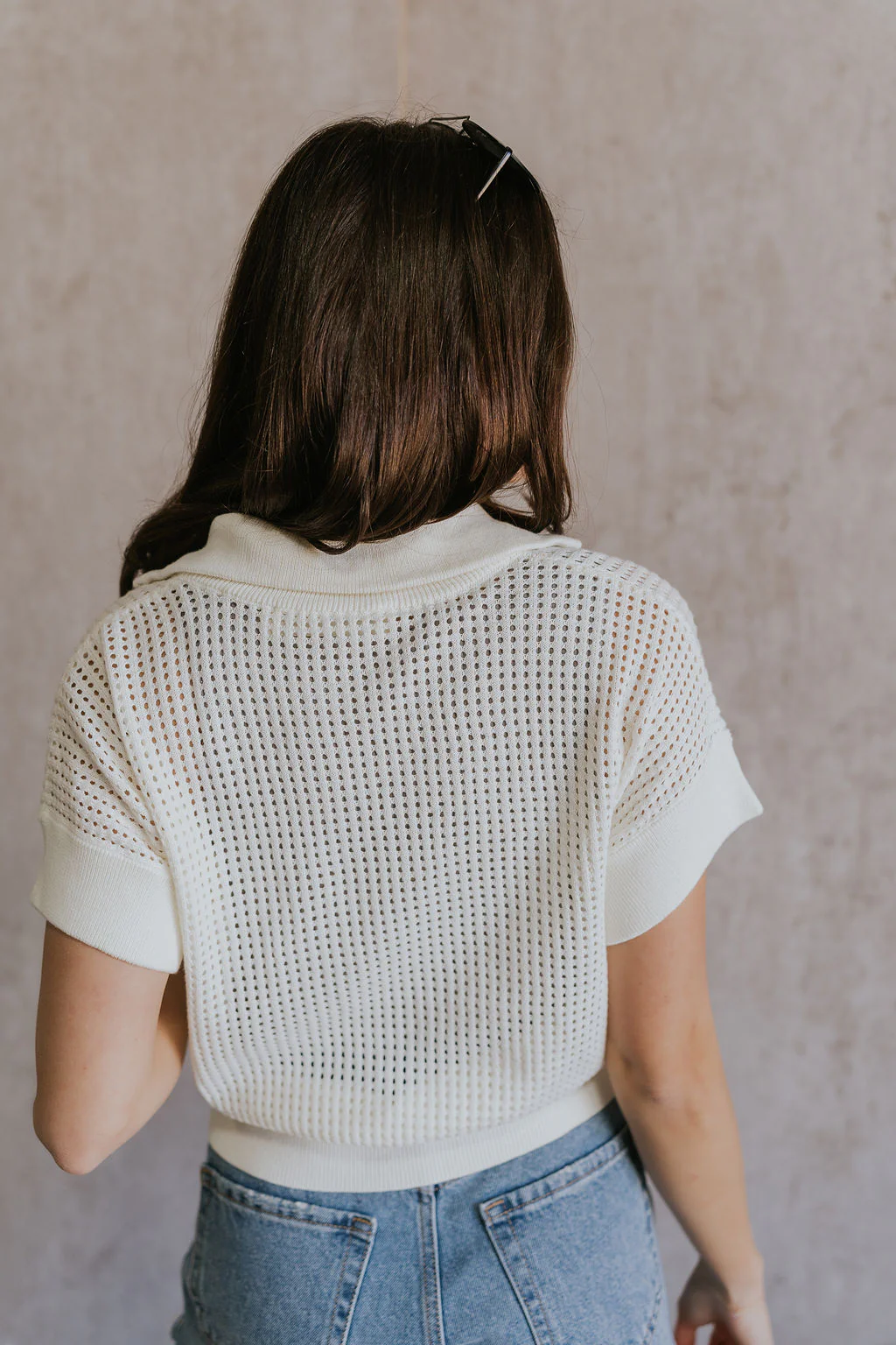 Julia White Knit Short Sleeve Top - Image 9
