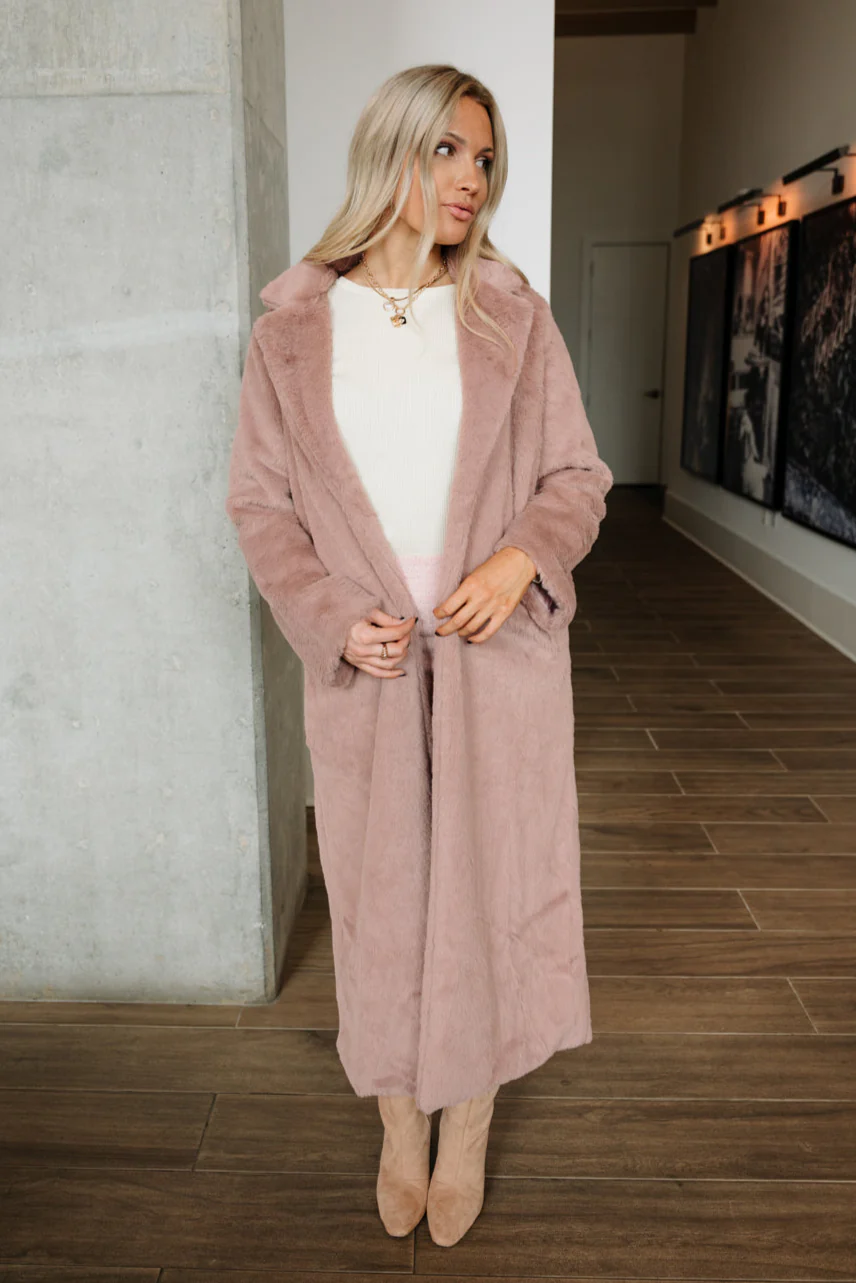 Juliette Mauve Faux Fur Coat - Image 6