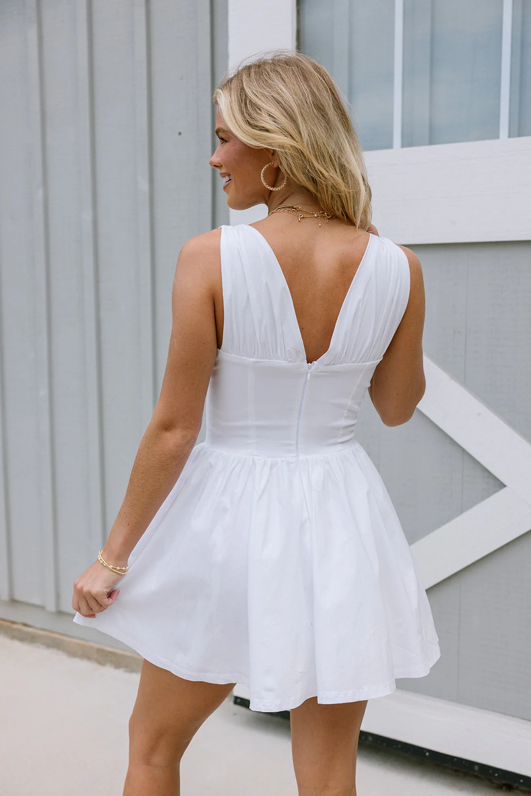 Juliette White Corset Flare Mini Dress - Image 4
