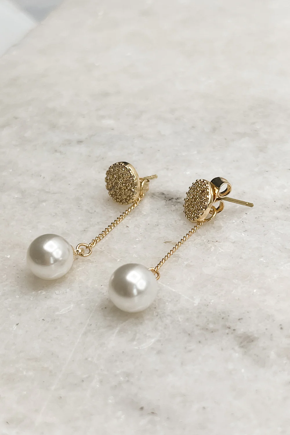 June Gold Pearl Earrings