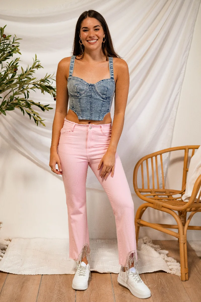 Just Dance Rhinestone Fringe Jeans