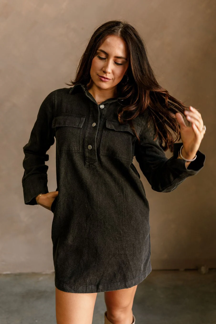 Kaitlin Black Denim Mini Dress - Image 3