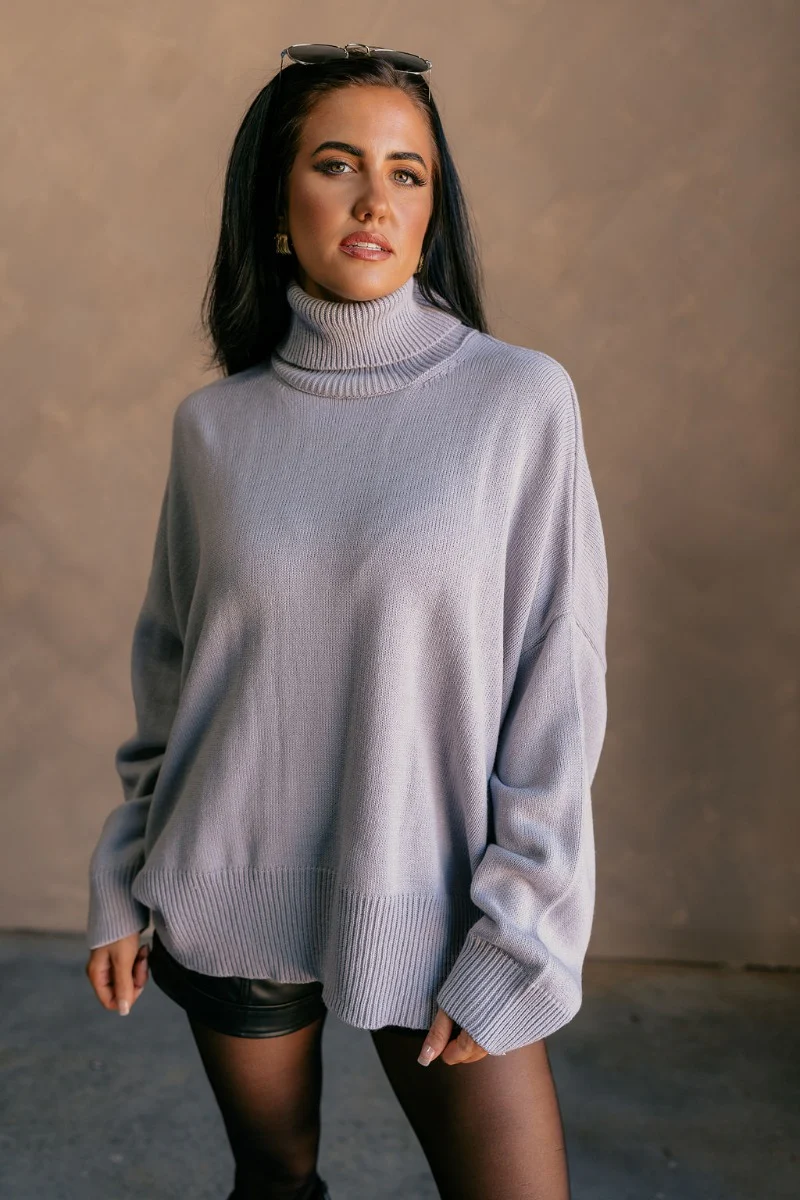 Kaitlyn Grey Turtleneck Sweater - Image 4