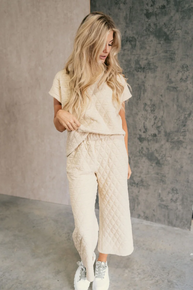 Kalani Cream Quilted Pants - Image 4