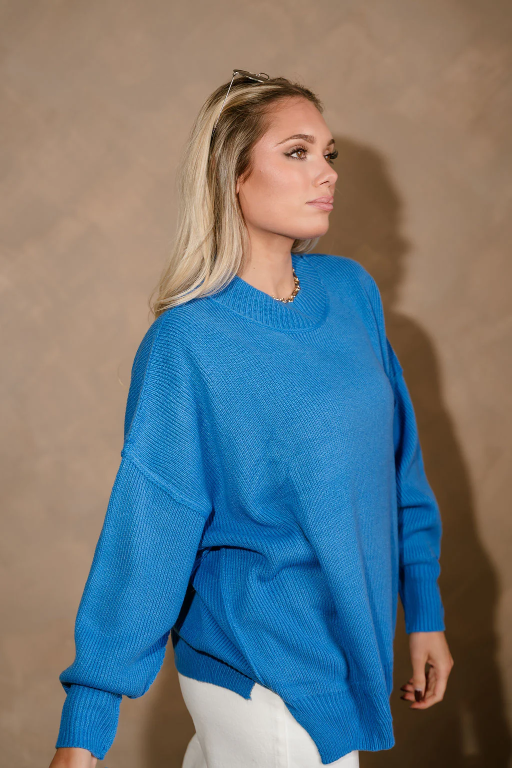 Kali Blue Ribbed Knit Sweater - Image 5