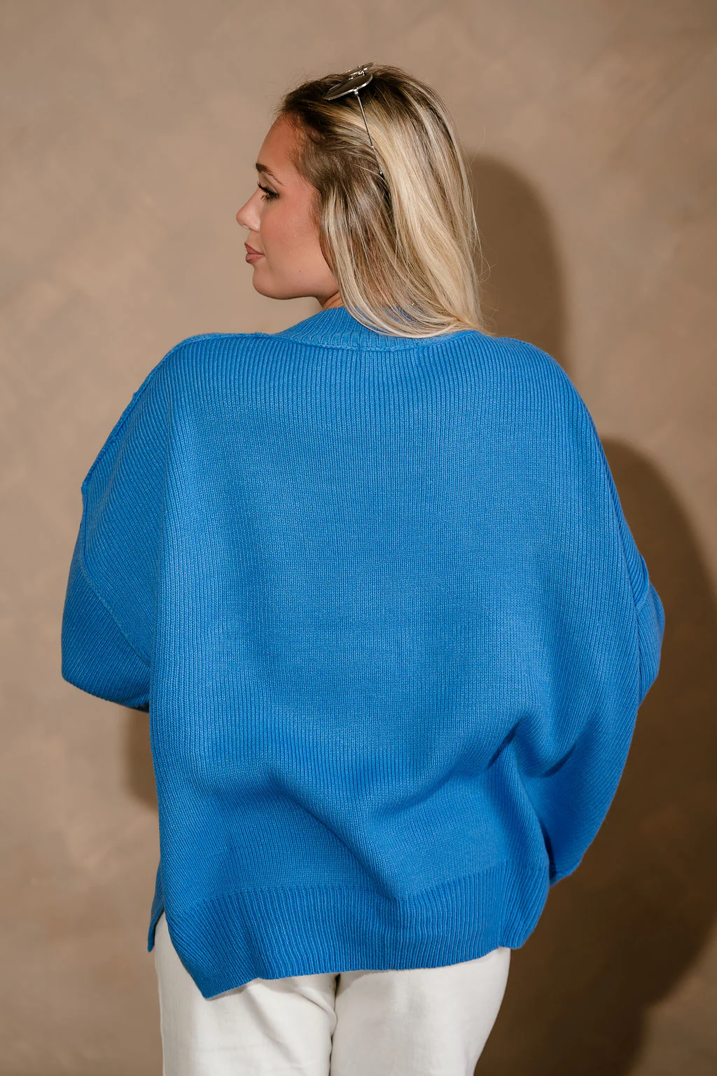 Kali Blue Ribbed Knit Sweater - Image 6