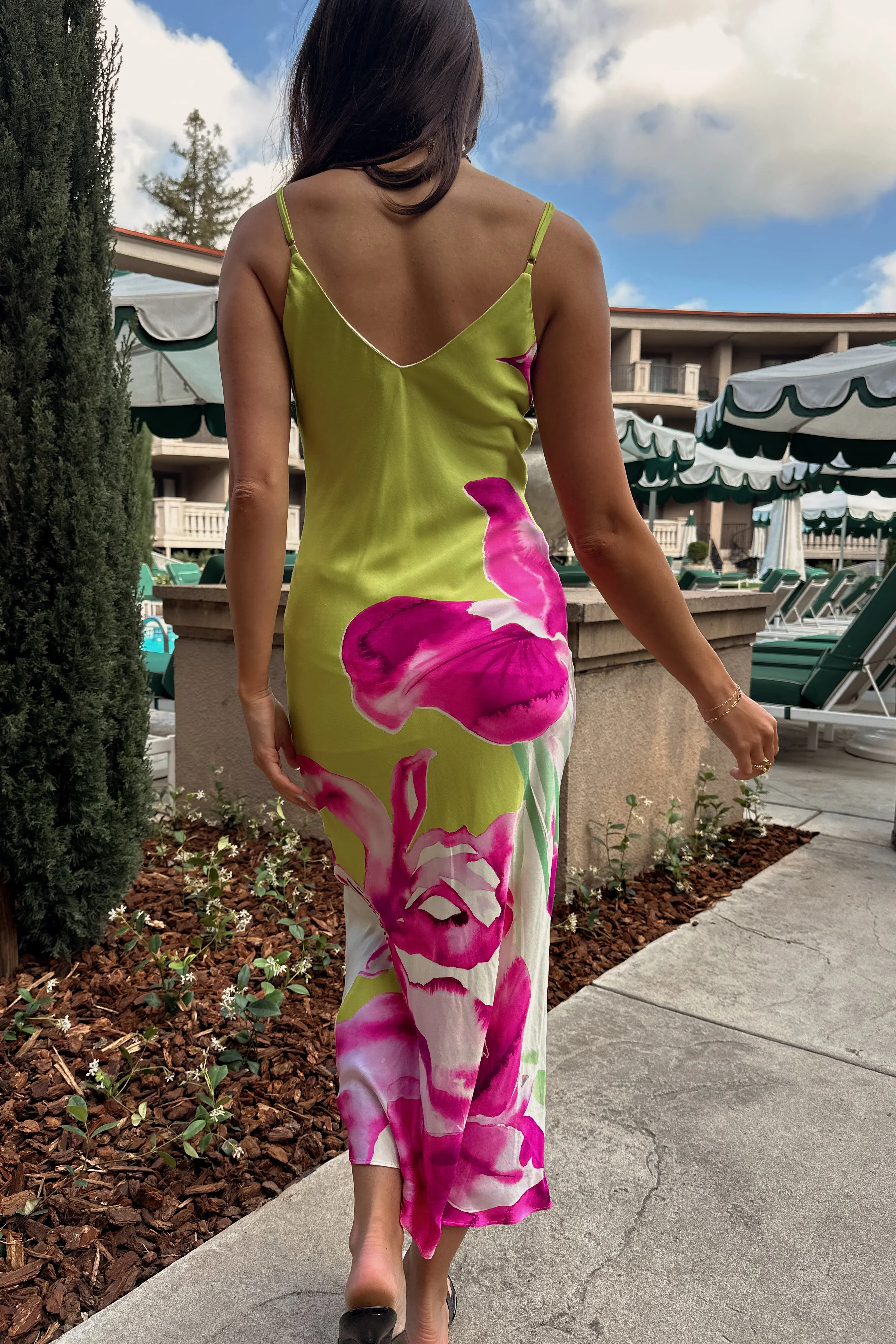 Kali Lime & Fuchsia Floral Midi Dress - Image 4
