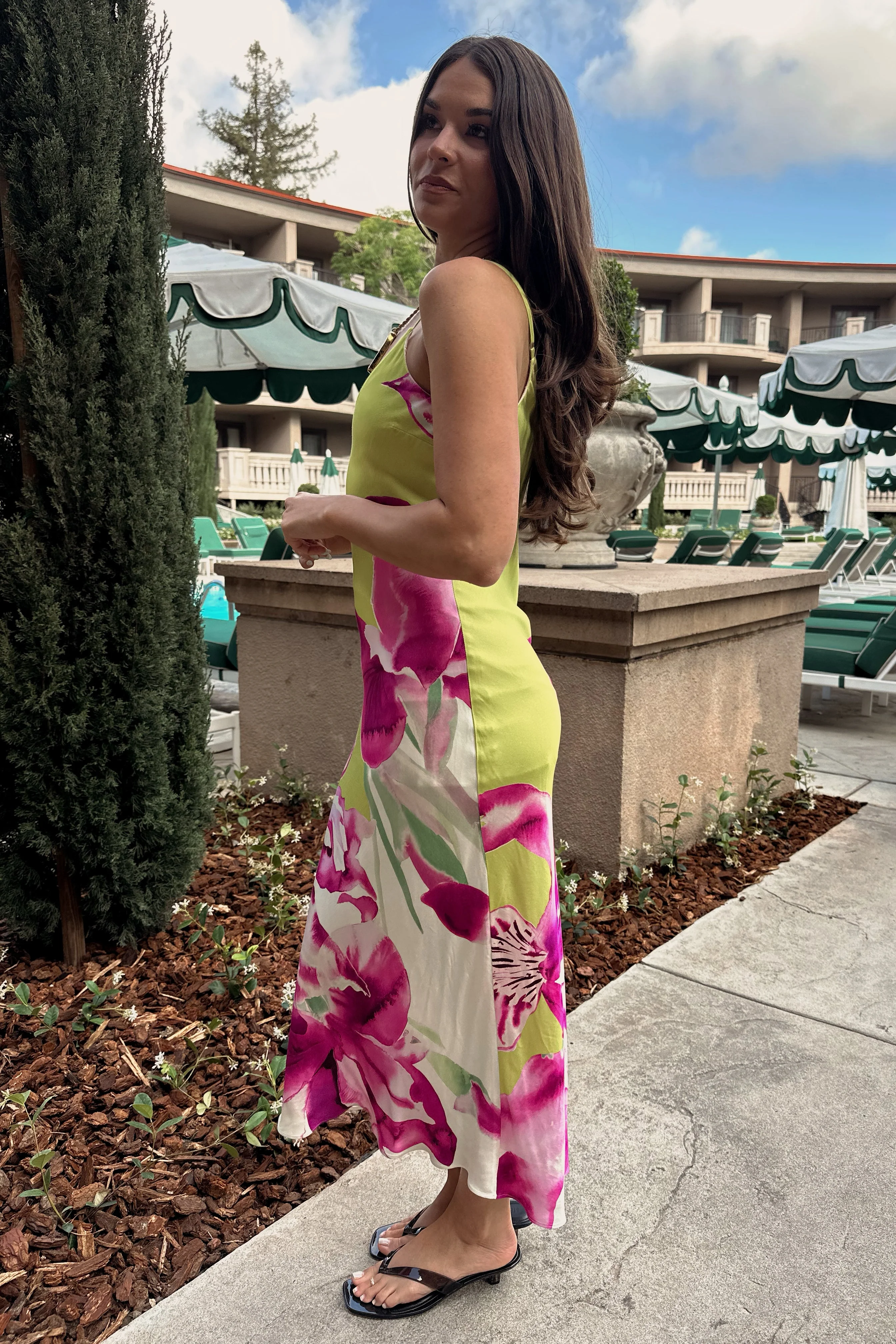 Kali Lime & Fuchsia Floral Midi Dress - Image 9