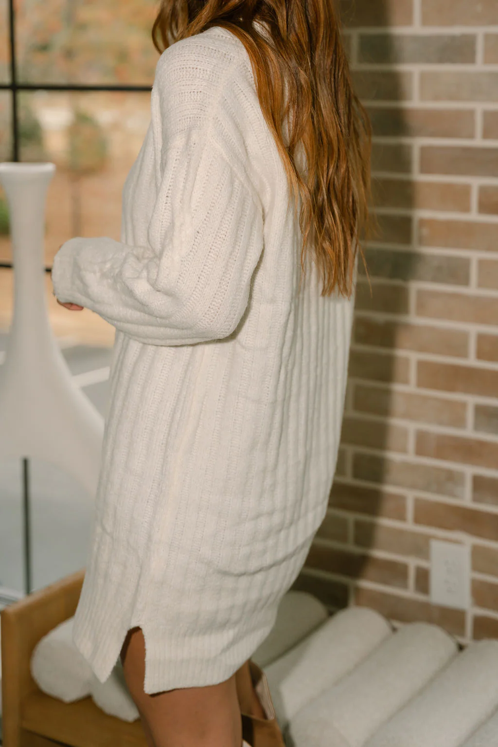 Kamila Ivory Cable Knit Sweater Dress - Image 8