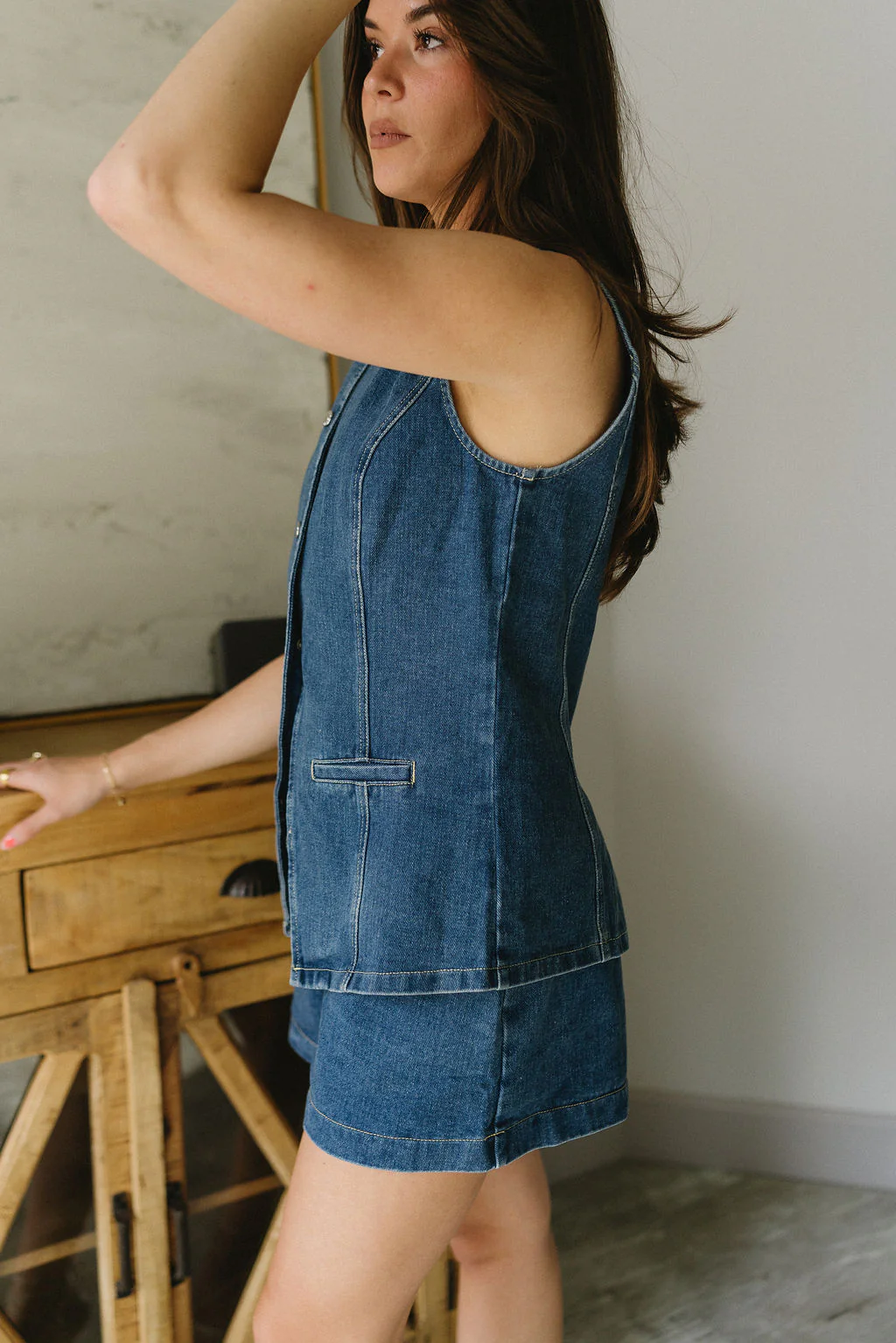 Kamryn Dark Denim Button-Up Vest - Image 6