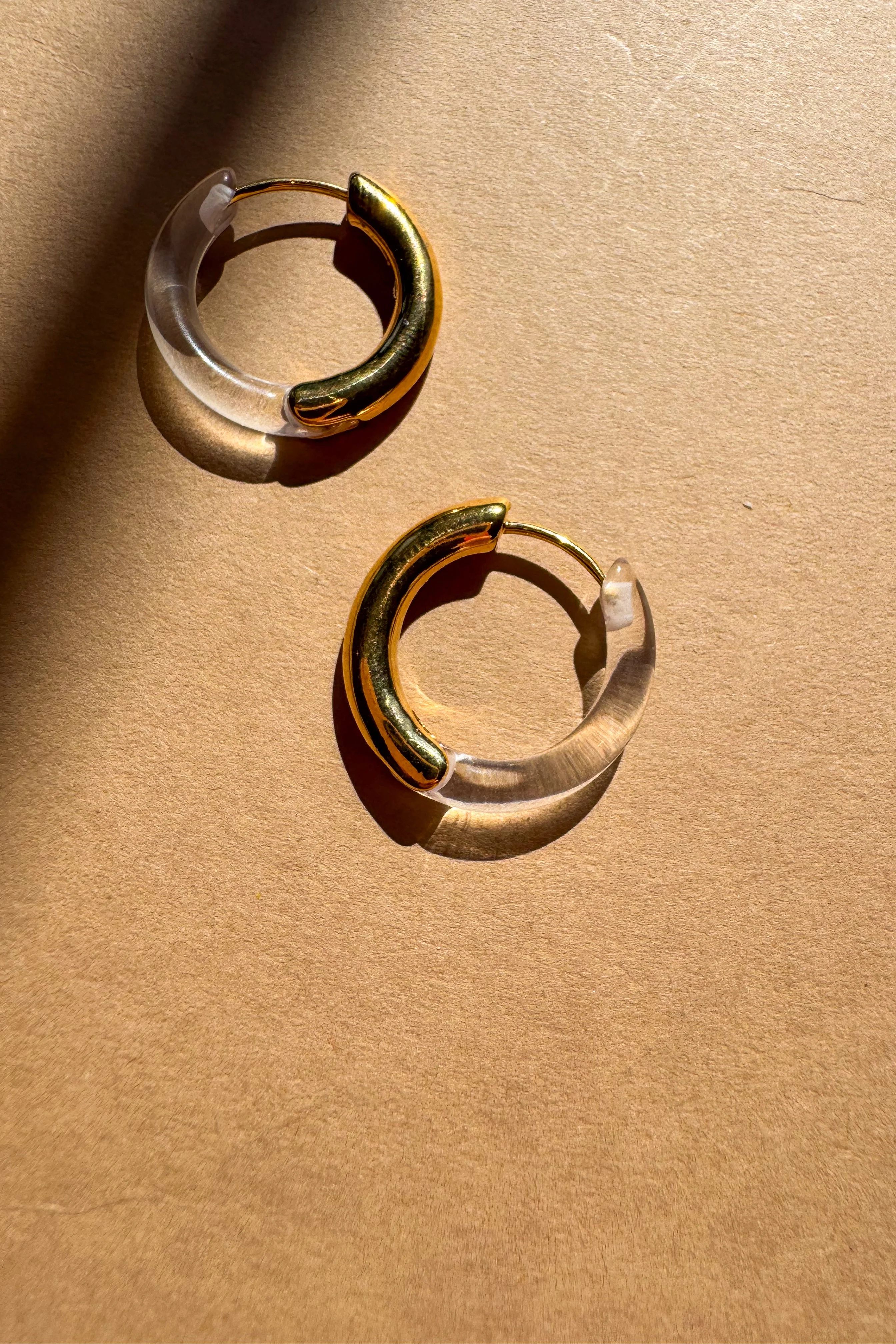 Kara Clear & Gold Dipped Hoop Earrings