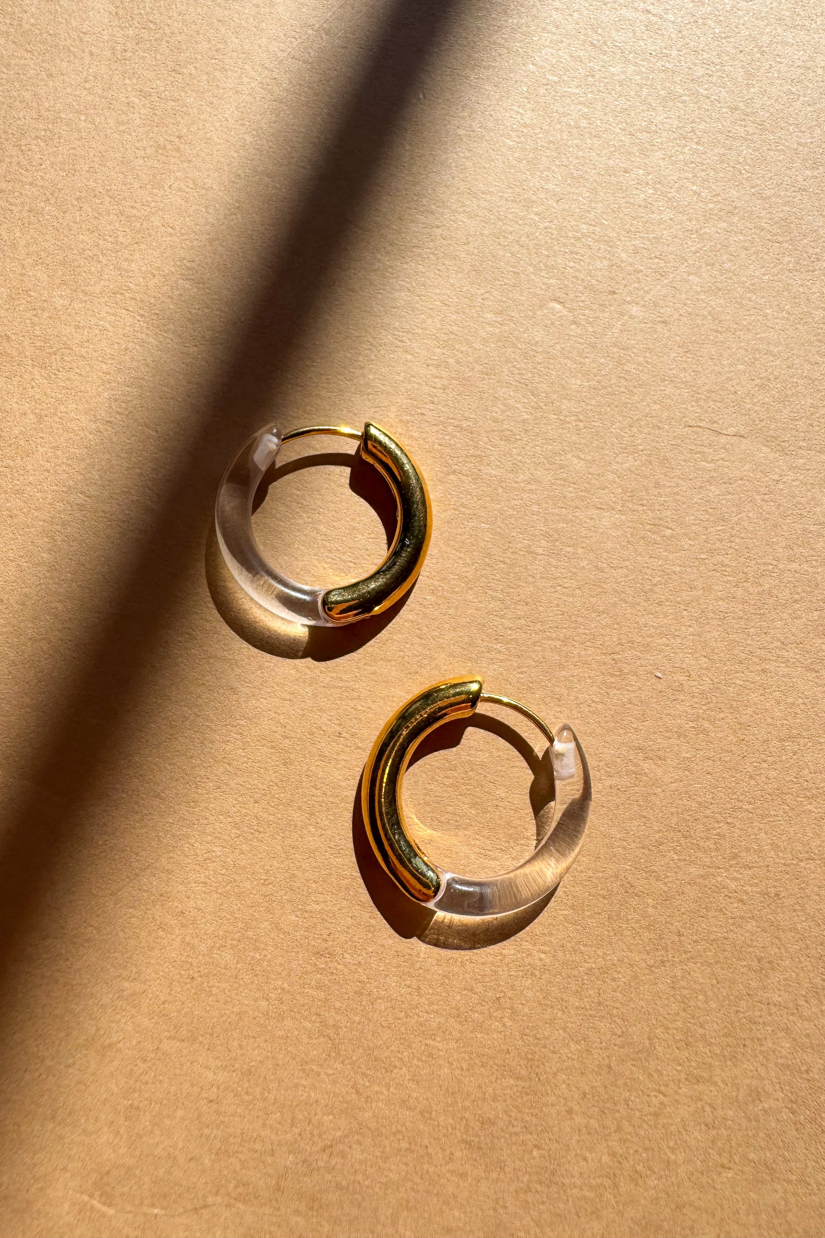 Kara Clear & Gold Dipped Hoop Earrings - Image 2