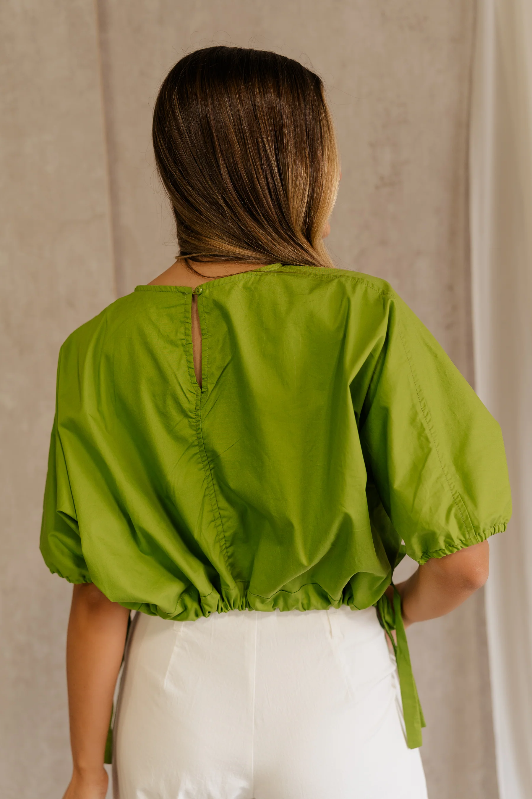 Karina Drawstring Cropped Short Sleeve Top - Image 12