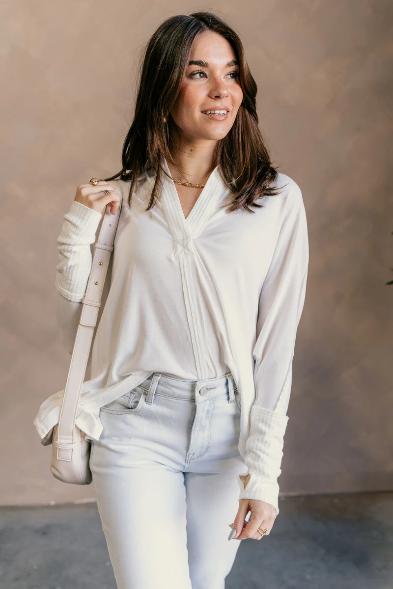 Karlee White Collared Long Sleeve Top