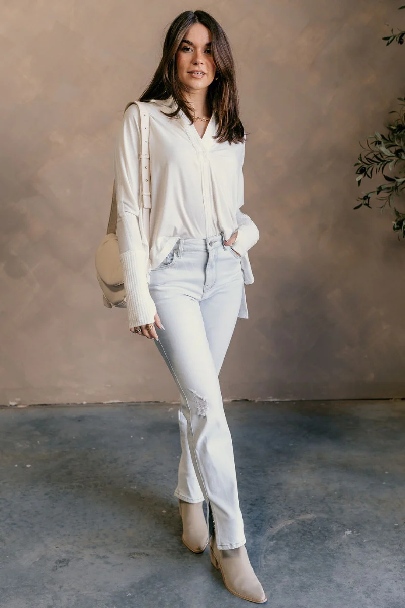 Karlee White Collared Long Sleeve Top - Image 3