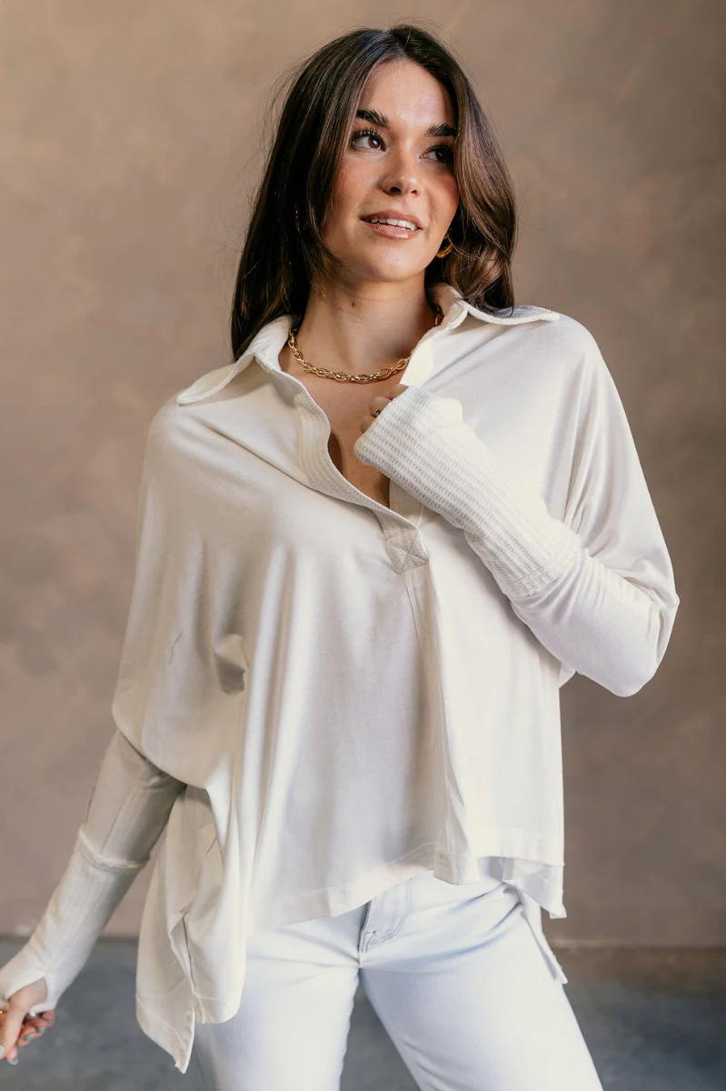 Karlee White Collared Long Sleeve Top - Image 5