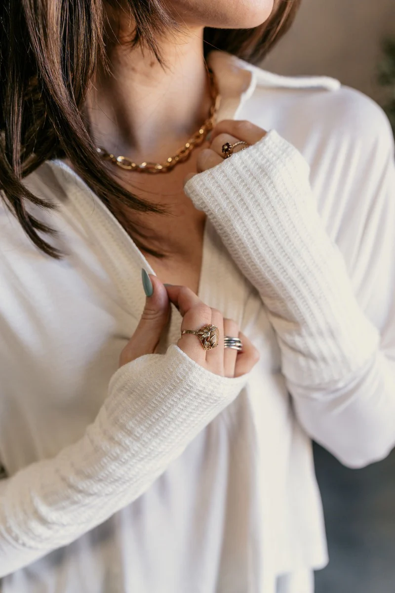 Karlee White Collared Long Sleeve Top - Image 6