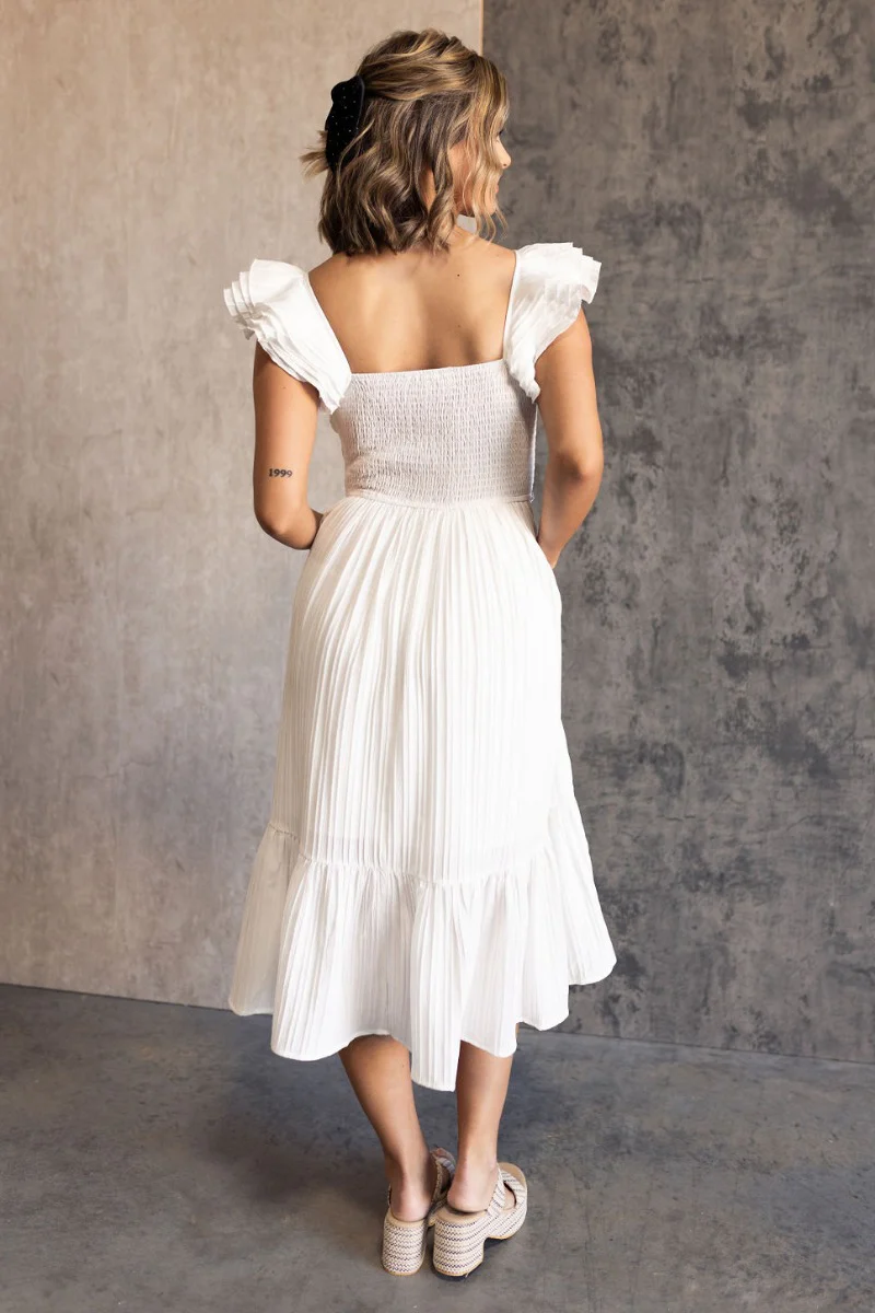 Katherine Off White Sleeveless Midi Dress - Image 7