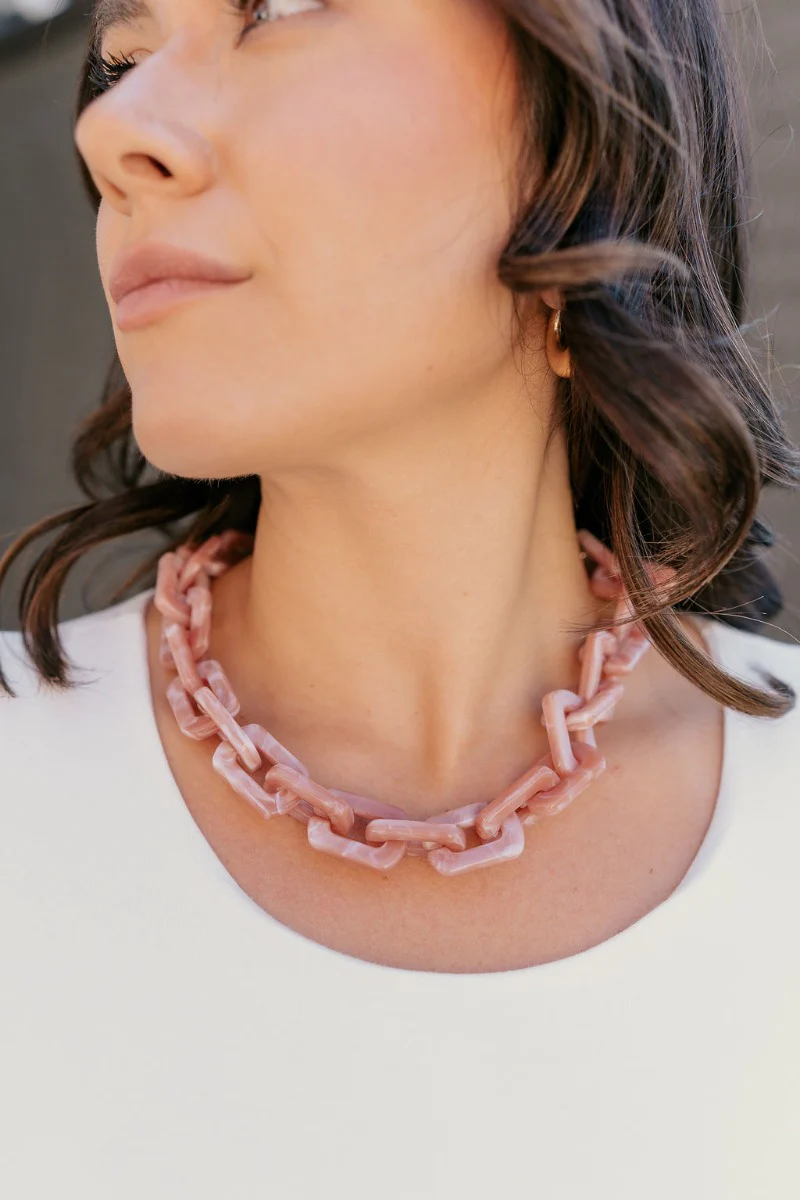 Kendall Pink Chain Link Statement Necklace