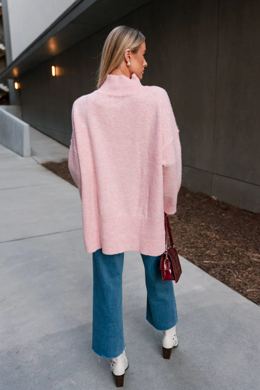 Kendall Pink High Neck Long Sleeve Sweater - Image 4