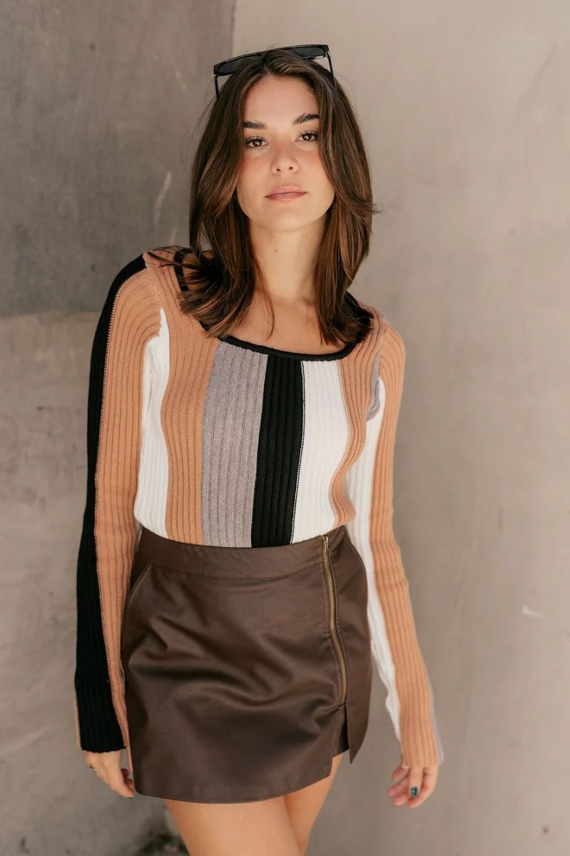 Kennedy Black Multi Stripe Long Sleeve Sweater - Image 3