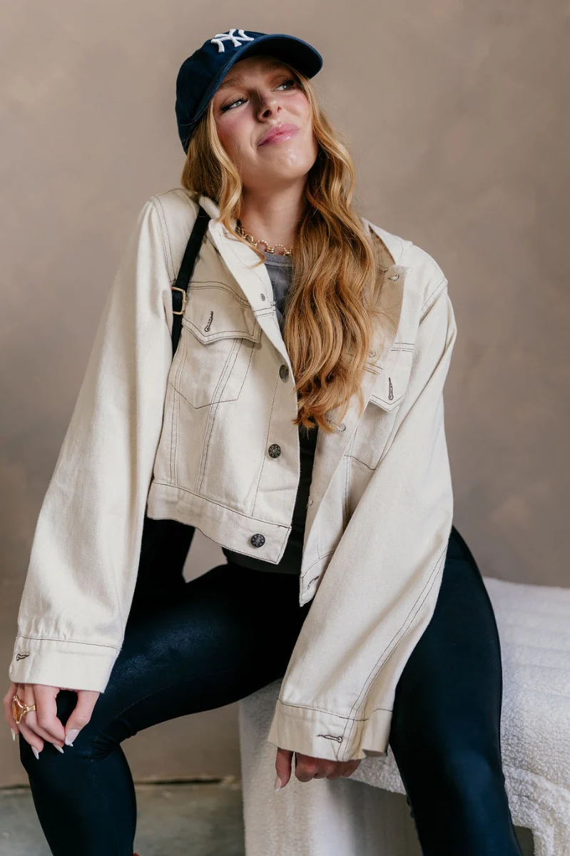 Kennedy Cream Button-Up Hoodie Jacket - Image 2